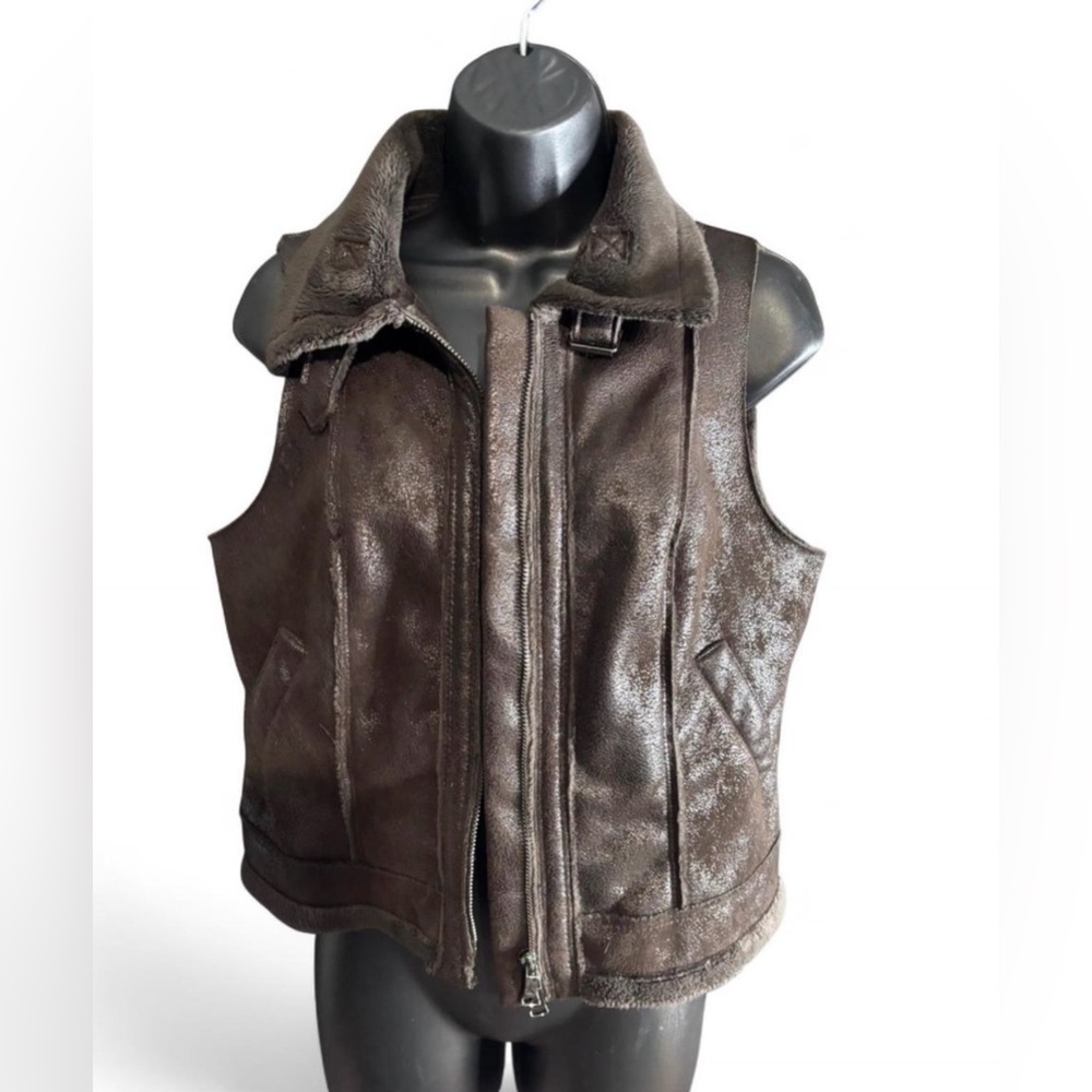 Worth Dark Brown Faux Leather Vest